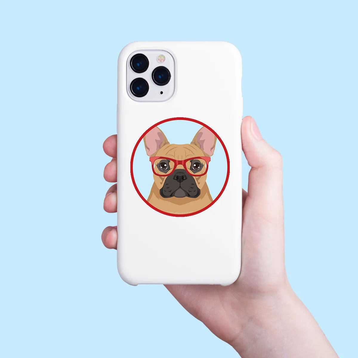 French Bulldog Dog Wearing Hipster Glasses Mini Vinyl Sticker