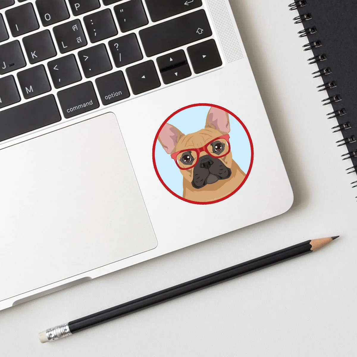 French Bulldog Dog Wearing Hipster Glasses Mini Vinyl Sticker