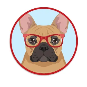 French Bulldog Dog Wearing Hipster Glasses Mini Vinyl Sticker