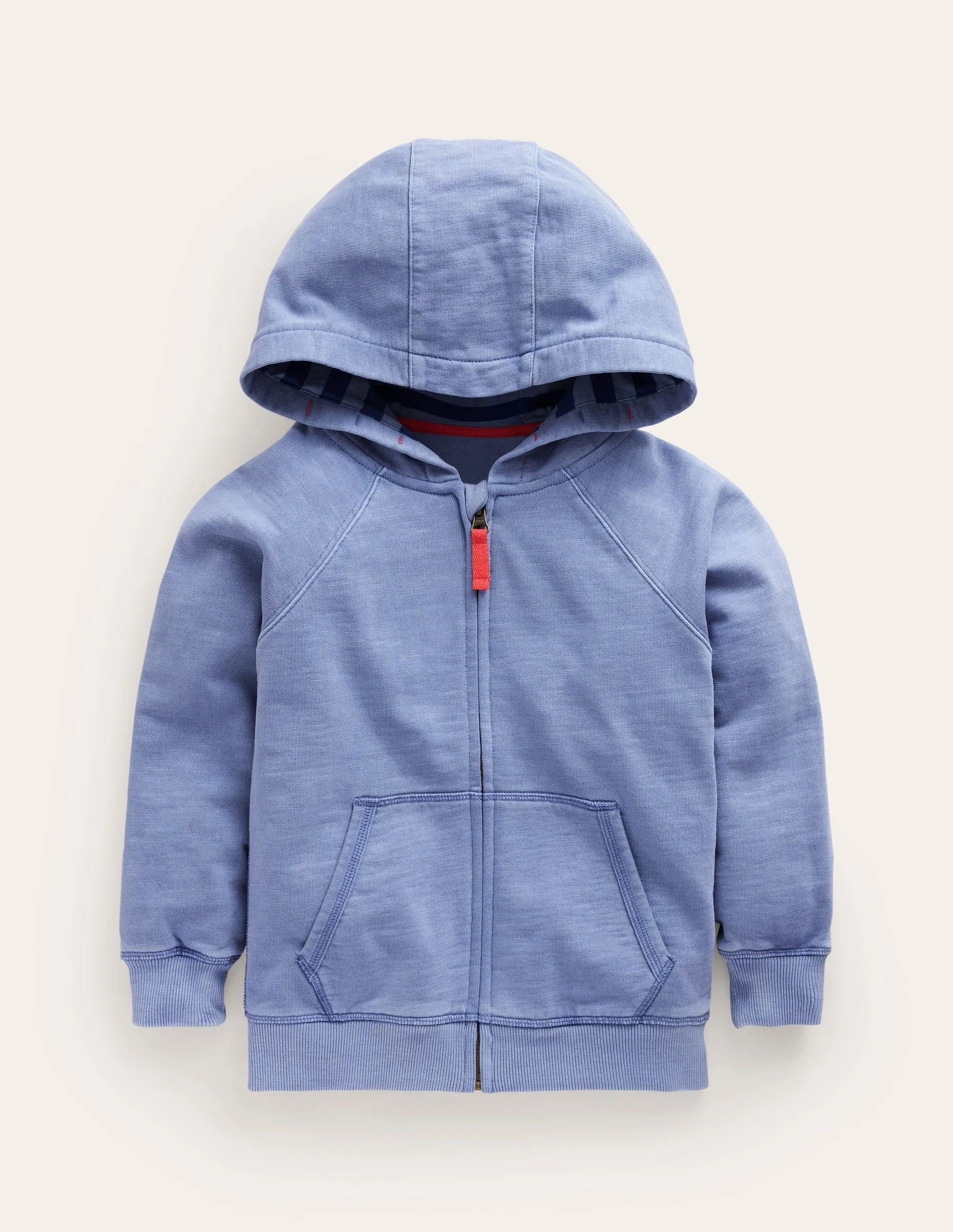 Garment Dye Zip-Through Hoodie-Dusty Blue