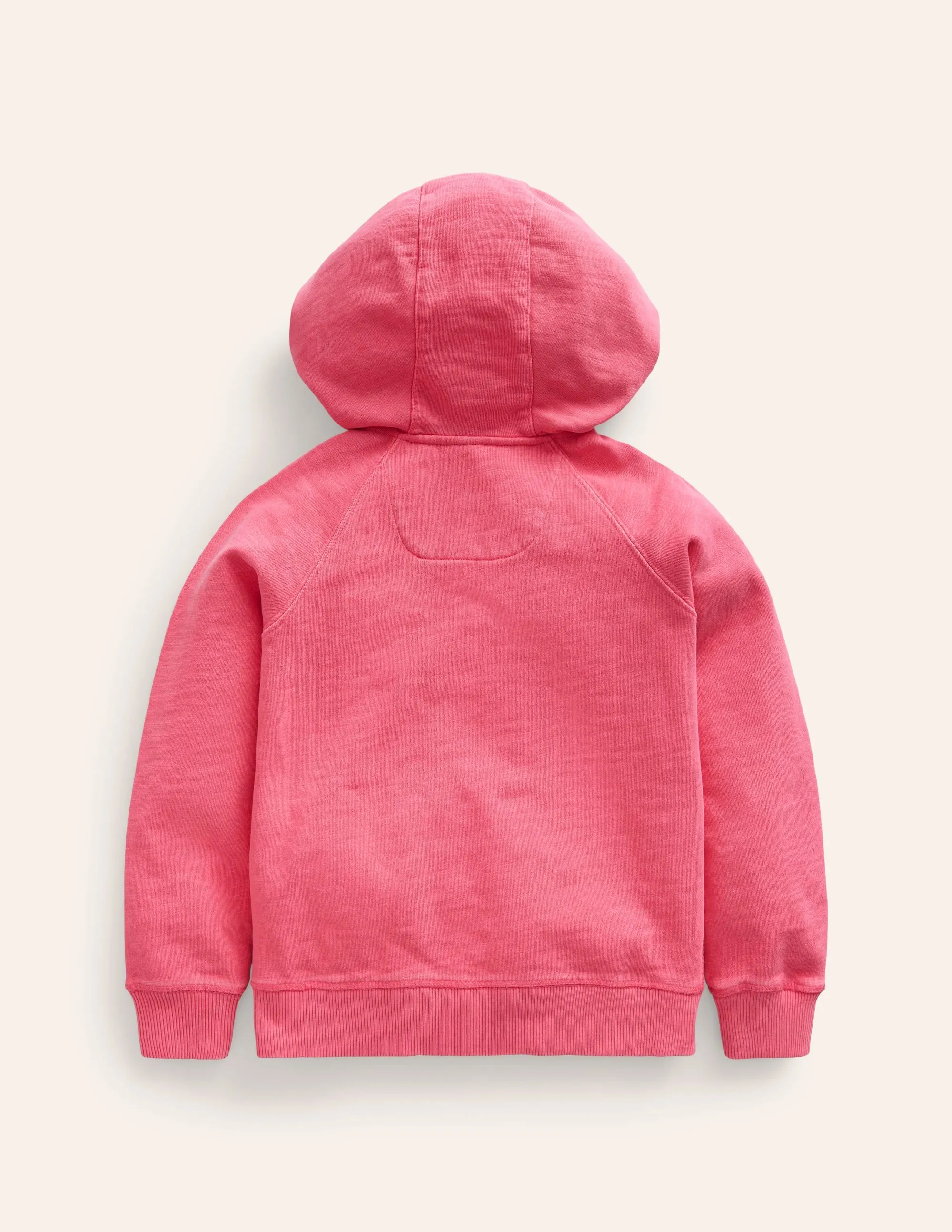 Garment Dye Zip-Through Hoodie-Rose Pink