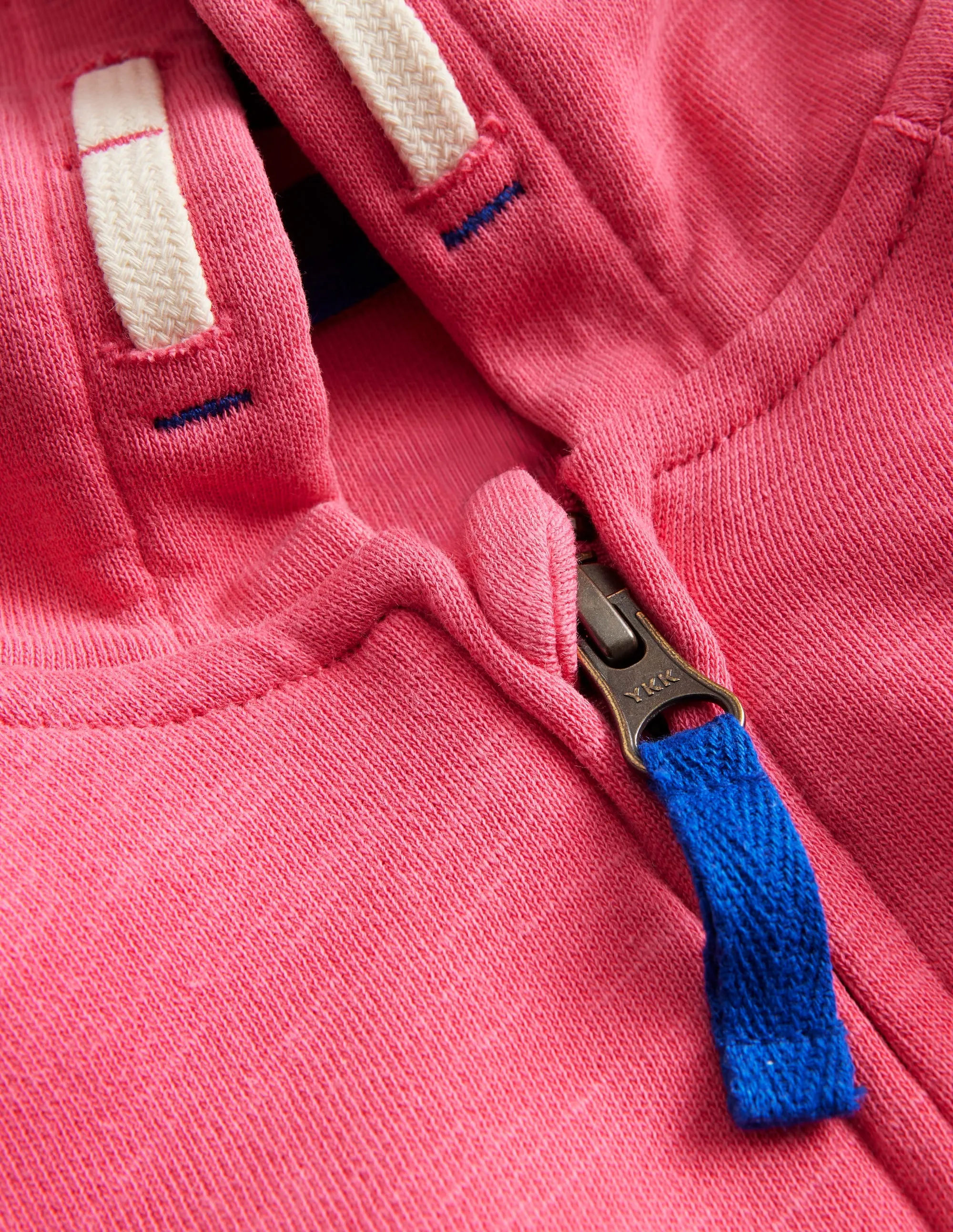 Garment Dye Zip-Through Hoodie-Rose Pink