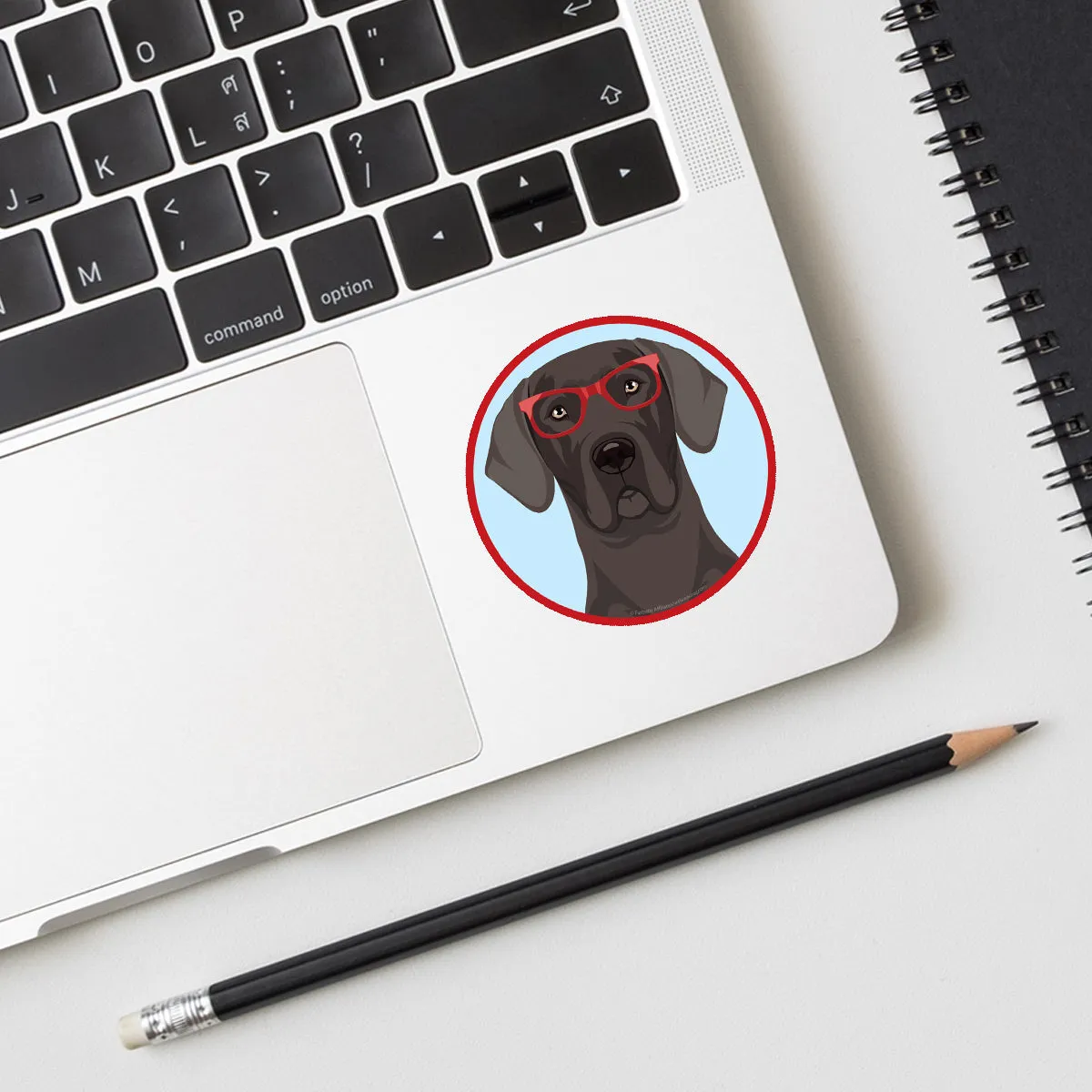 Great Dane Dog Wearing Hipster Glasses Mini Vinyl Sticker