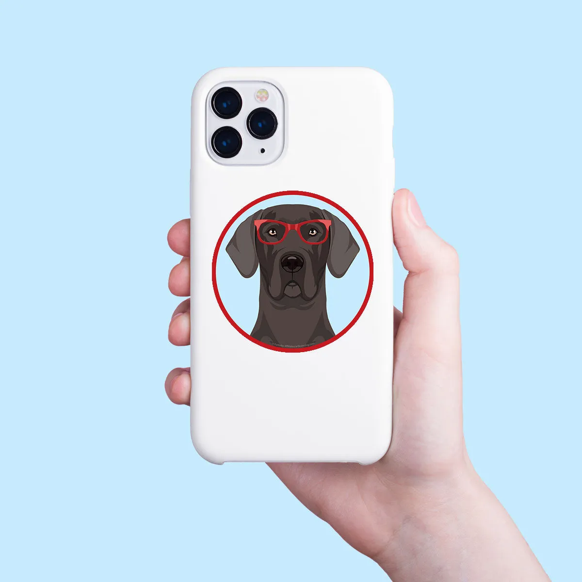 Great Dane Dog Wearing Hipster Glasses Mini Vinyl Sticker