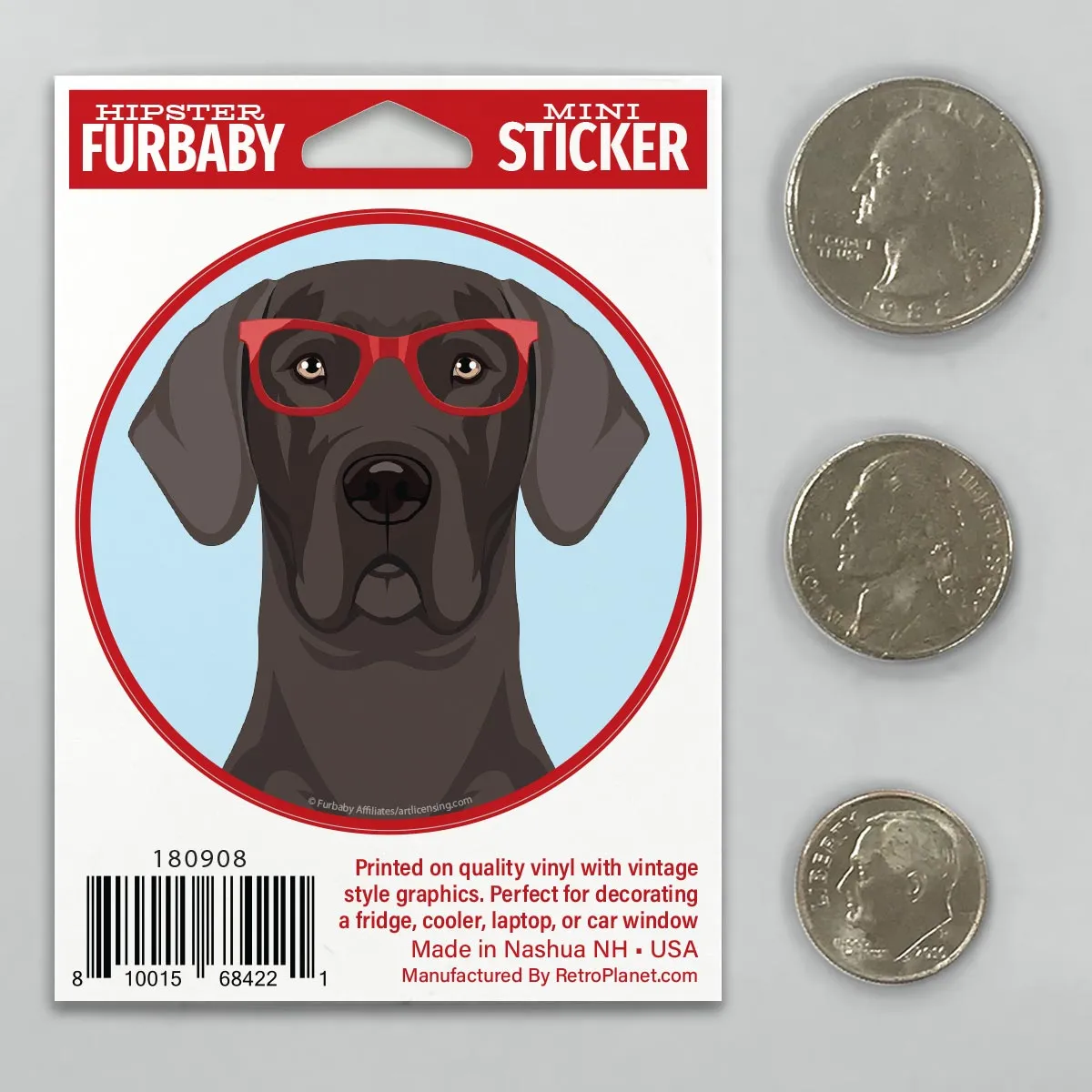 Great Dane Dog Wearing Hipster Glasses Mini Vinyl Sticker