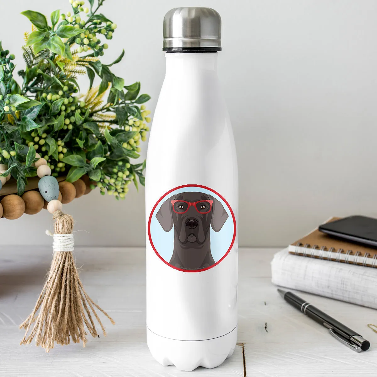 Great Dane Dog Wearing Hipster Glasses Mini Vinyl Sticker