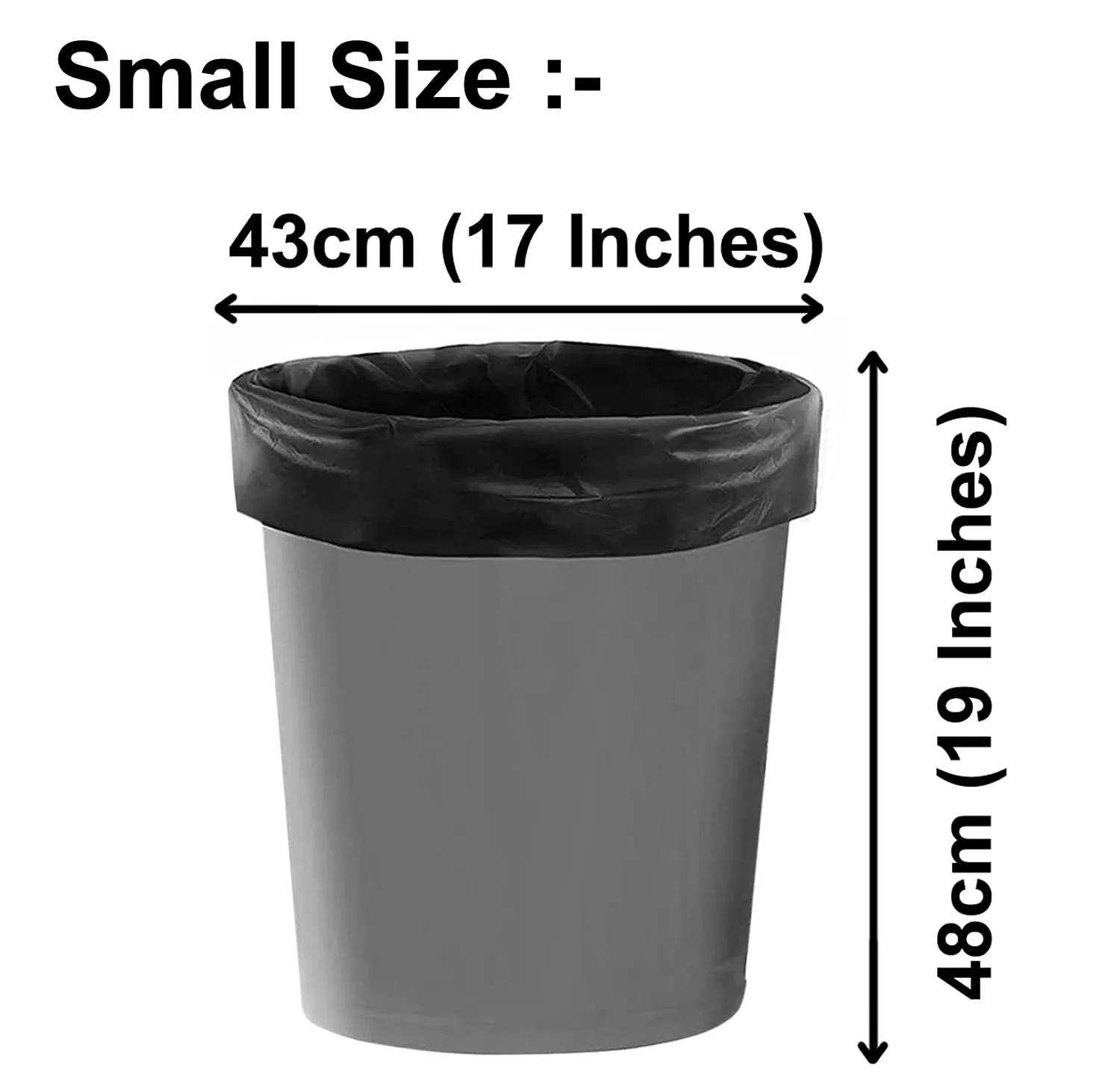 Heart Home Small 300 Garbage Bags/Dustbin Bags, 17x19 Inches (Black)-HS41HEARTHH24019