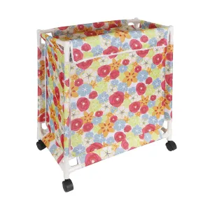 HOKIPO Oxford Fabric Laundry Basket Trolley With Wheels - 65x56x31 cm, Multicolor