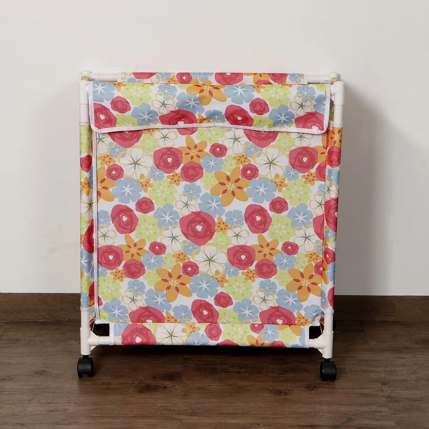 HOKIPO Oxford Fabric Laundry Basket Trolley With Wheels - 65x56x31 cm, Multicolor