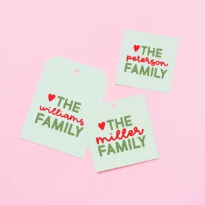 Holiday Heart Family Personalized Tag or Sticker