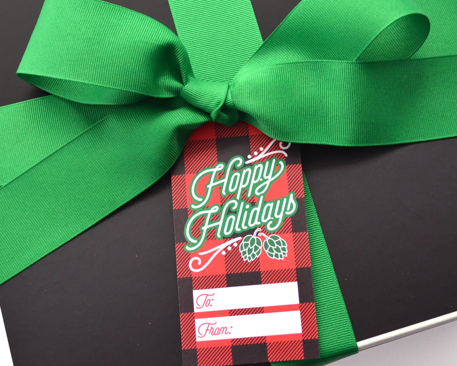 Hoppy Holidays Buffalo Plaid Christmas Gift Tags