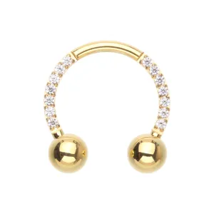 Horseshoe - 16g Muti Gem - Gold