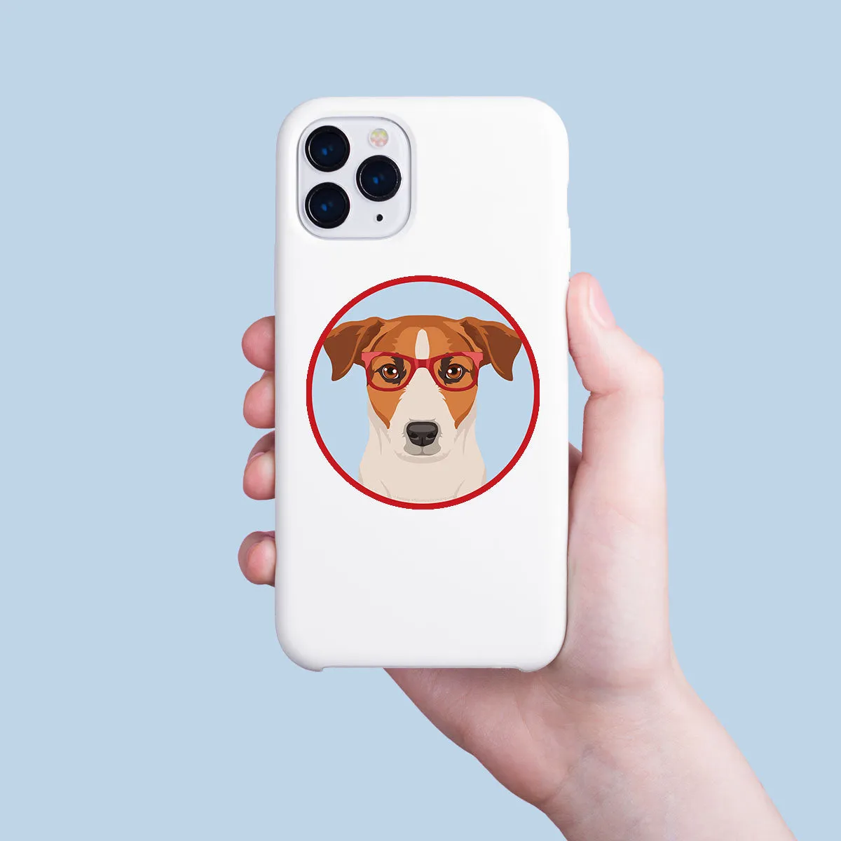 Jack Russell Terrier Dog Wearing Hipster Glasses Mini Vinyl Sticker