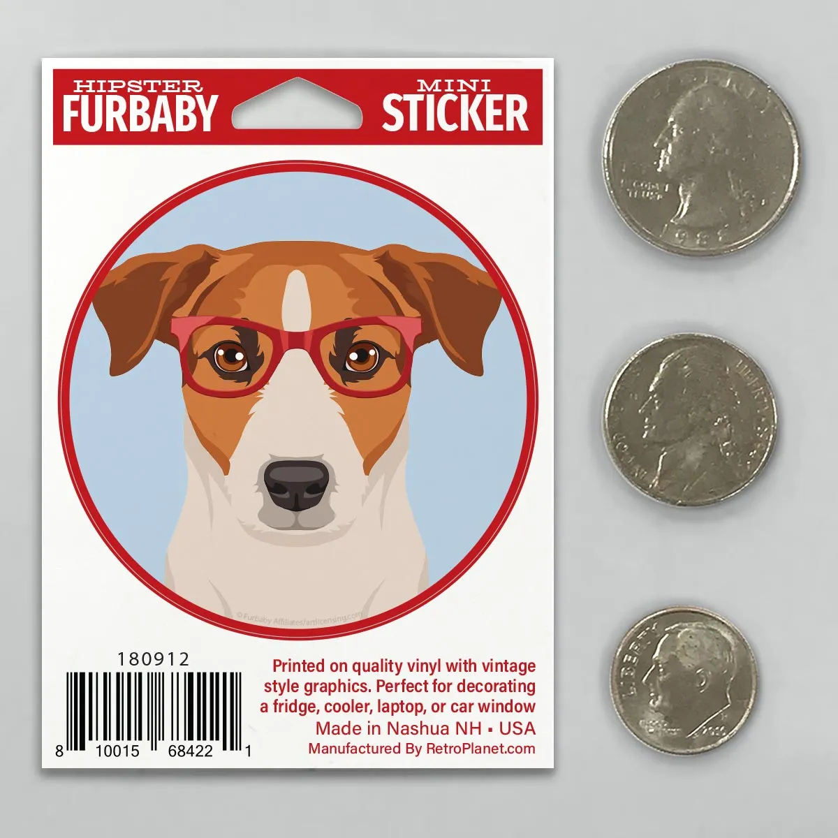Jack Russell Terrier Dog Wearing Hipster Glasses Mini Vinyl Sticker
