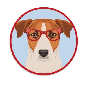 Jack Russell Terrier Dog Wearing Hipster Glasses Mini Vinyl Sticker