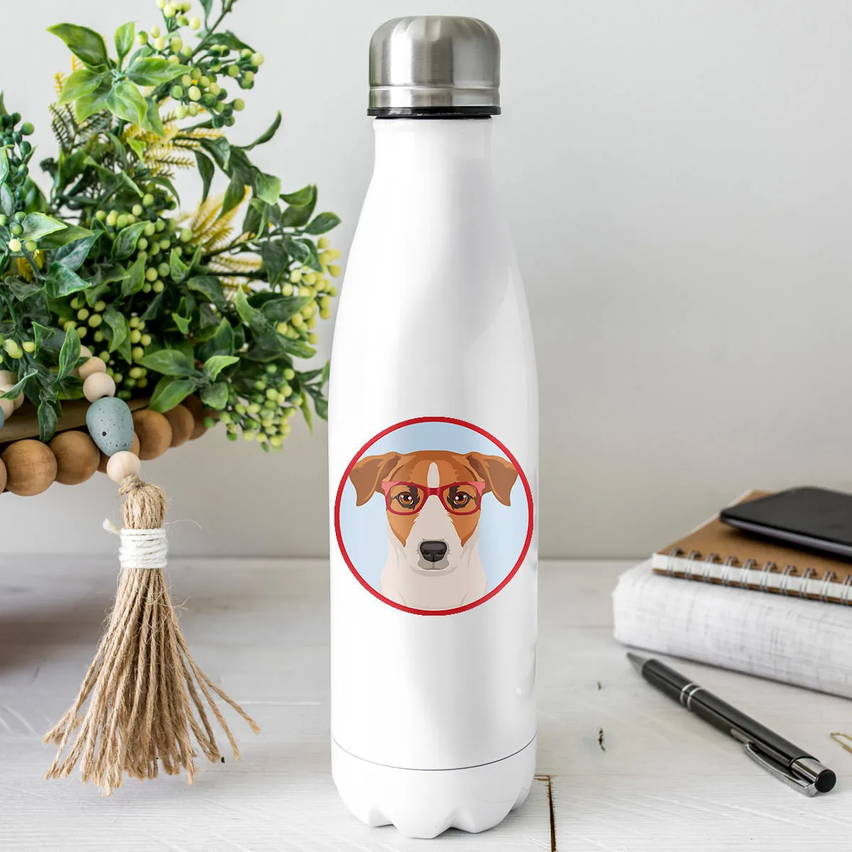 Jack Russell Terrier Dog Wearing Hipster Glasses Mini Vinyl Sticker