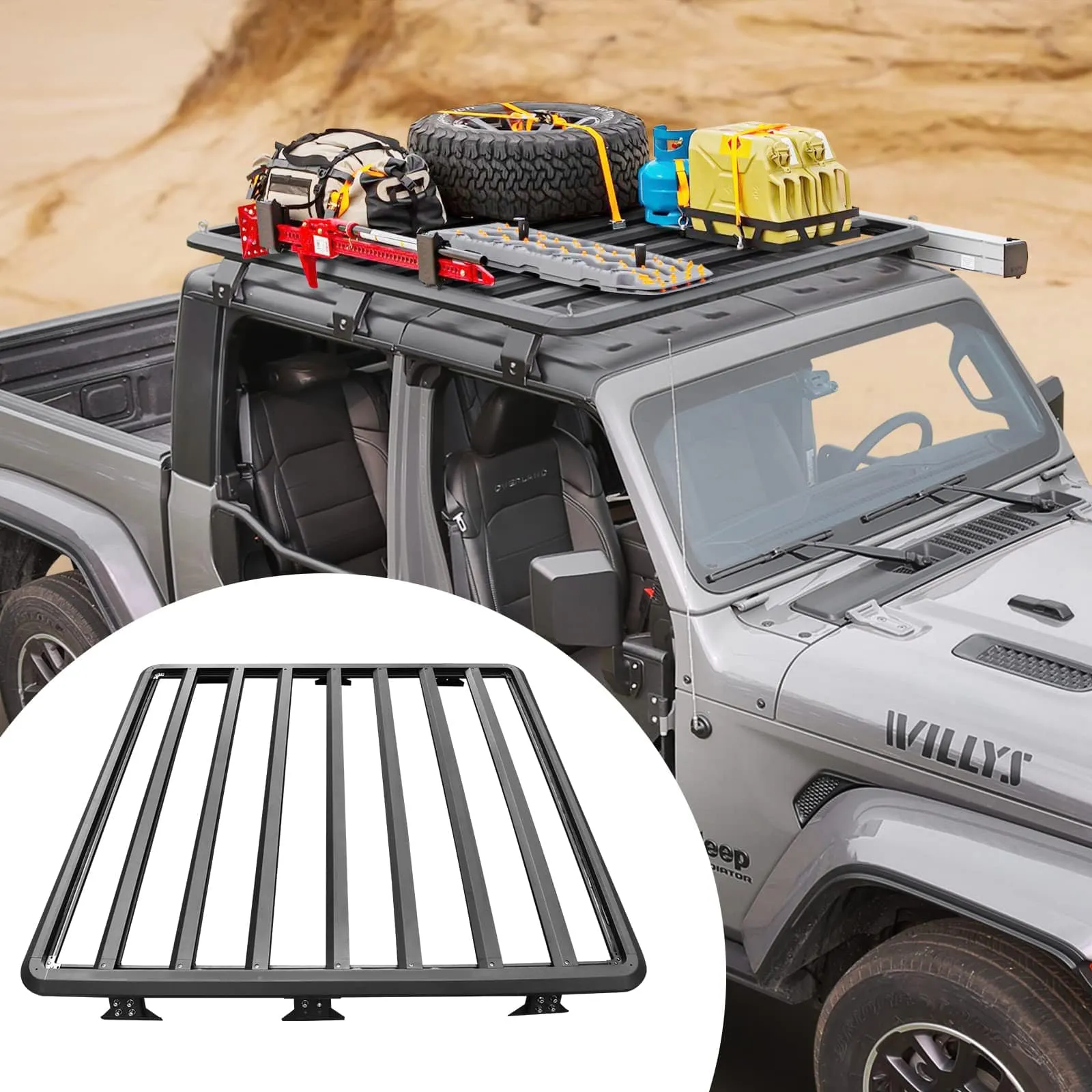 Jeep Roof Rack Cargo Carrier 63 x 55 Inch Rooftop Basket for 2018-Later JL JT
