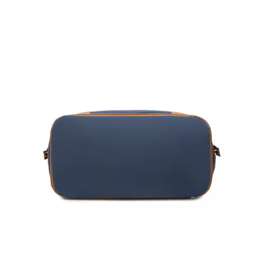 Kono Expandable Waterproof Travel Duffel Bag Set - Navy & Brown - Stylish & Durable for All Travel Needs
