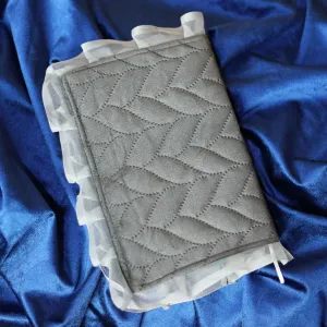 Leaf Embossed Velvet With Organza Ruffle Quran Cover
