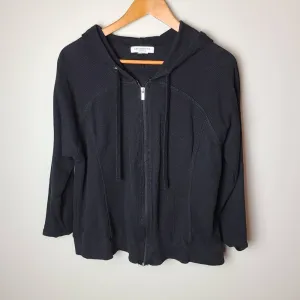 Liz Claiborne Black Zip Up Hooded Jacket