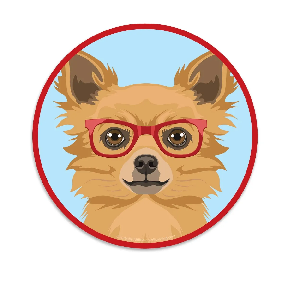 Long Haired Chihuahua Dog Wearing Hipster Glasses Mini Vinyl Sticker