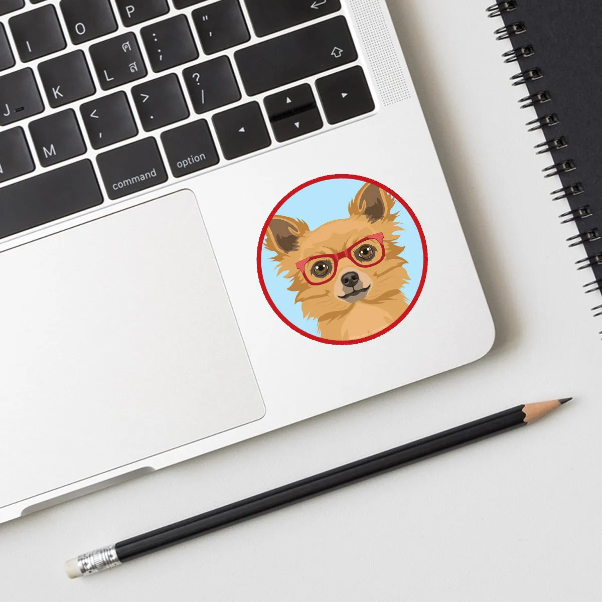 Long Haired Chihuahua Dog Wearing Hipster Glasses Mini Vinyl Sticker