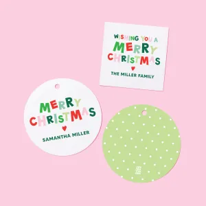 Merry Christmas Personalized Gift Tag & Sticker