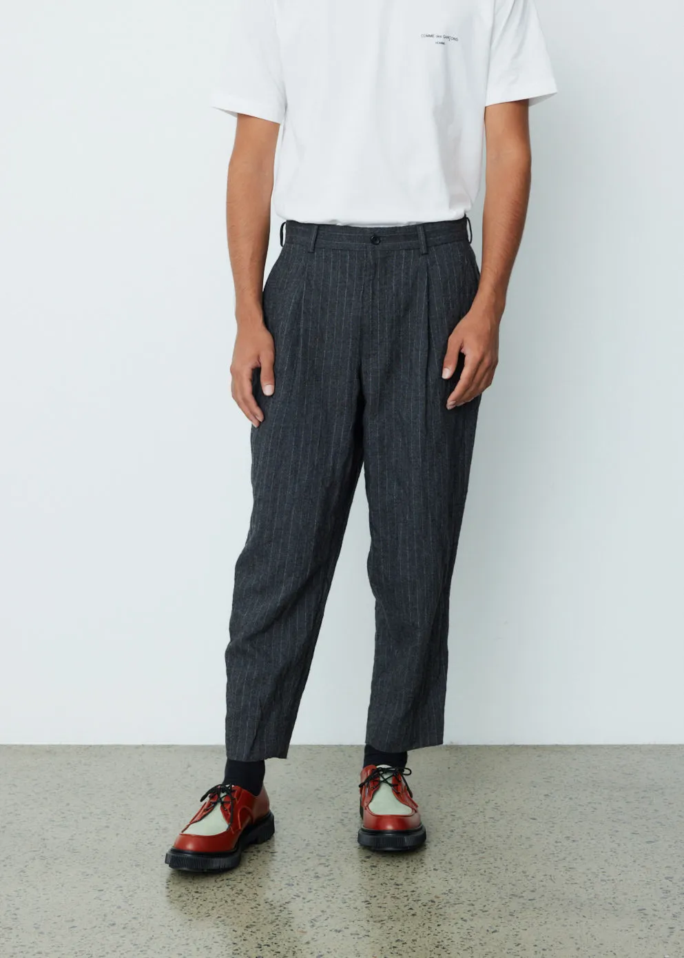 Metal Twill Pin Stripe Garment Washed Pants