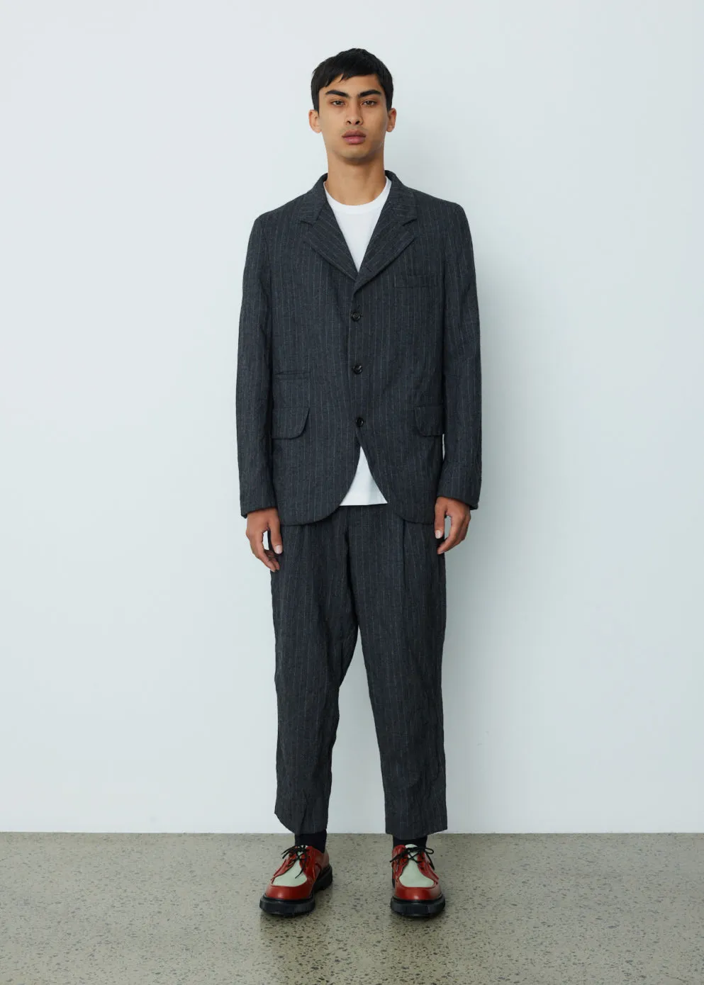 Metal Twill Pin Stripe Garment Washed Pants