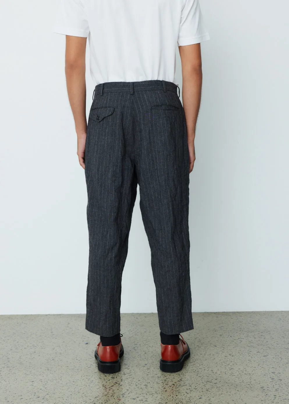 Metal Twill Pin Stripe Garment Washed Pants