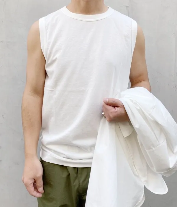 MHL./GARMENT DYE BASIC JERSEY TANK (WHITE)