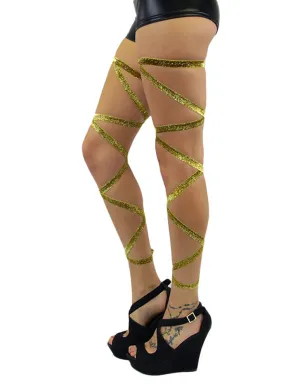 Pair of Non-Slip Gold Glitter Leg Wraps