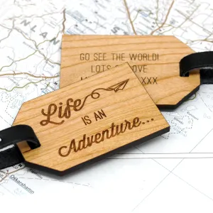 Personalised Wooden Adventure Luggage Tag
