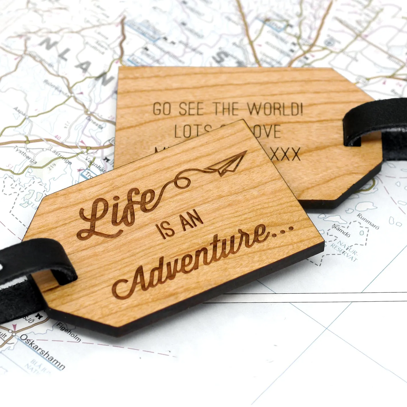 Personalised Wooden Adventure Luggage Tag