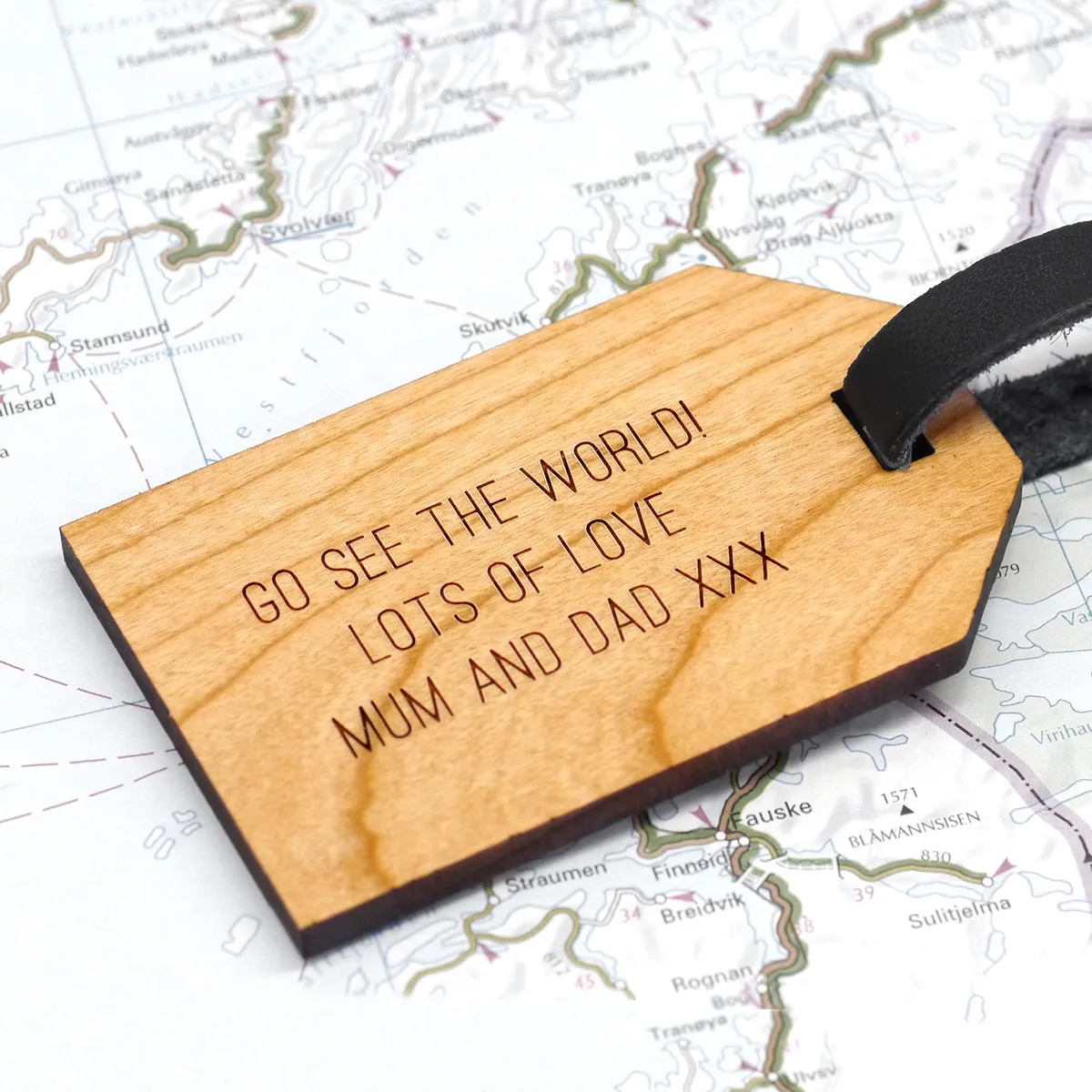 Personalised Wooden Adventure Luggage Tag