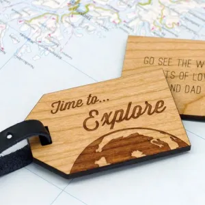 Personalised Wooden 'Explore' Luggage Tag