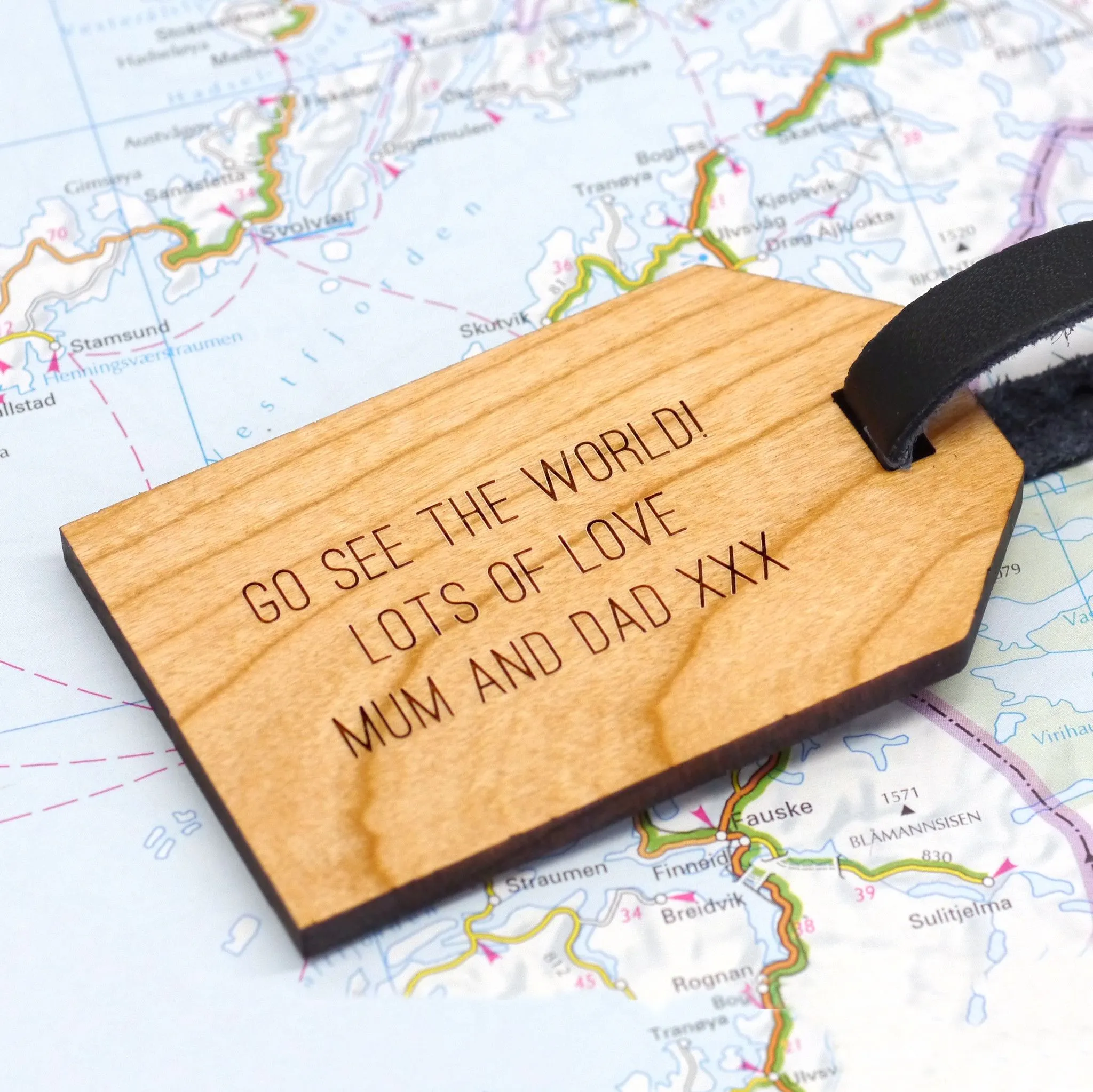 Personalised Wooden 'Explore' Luggage Tag