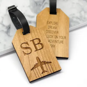 Personalised Wooden Initial Luggage Tag