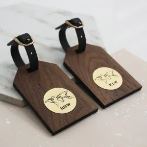 Personalised World Map And Initials Luggage Tags