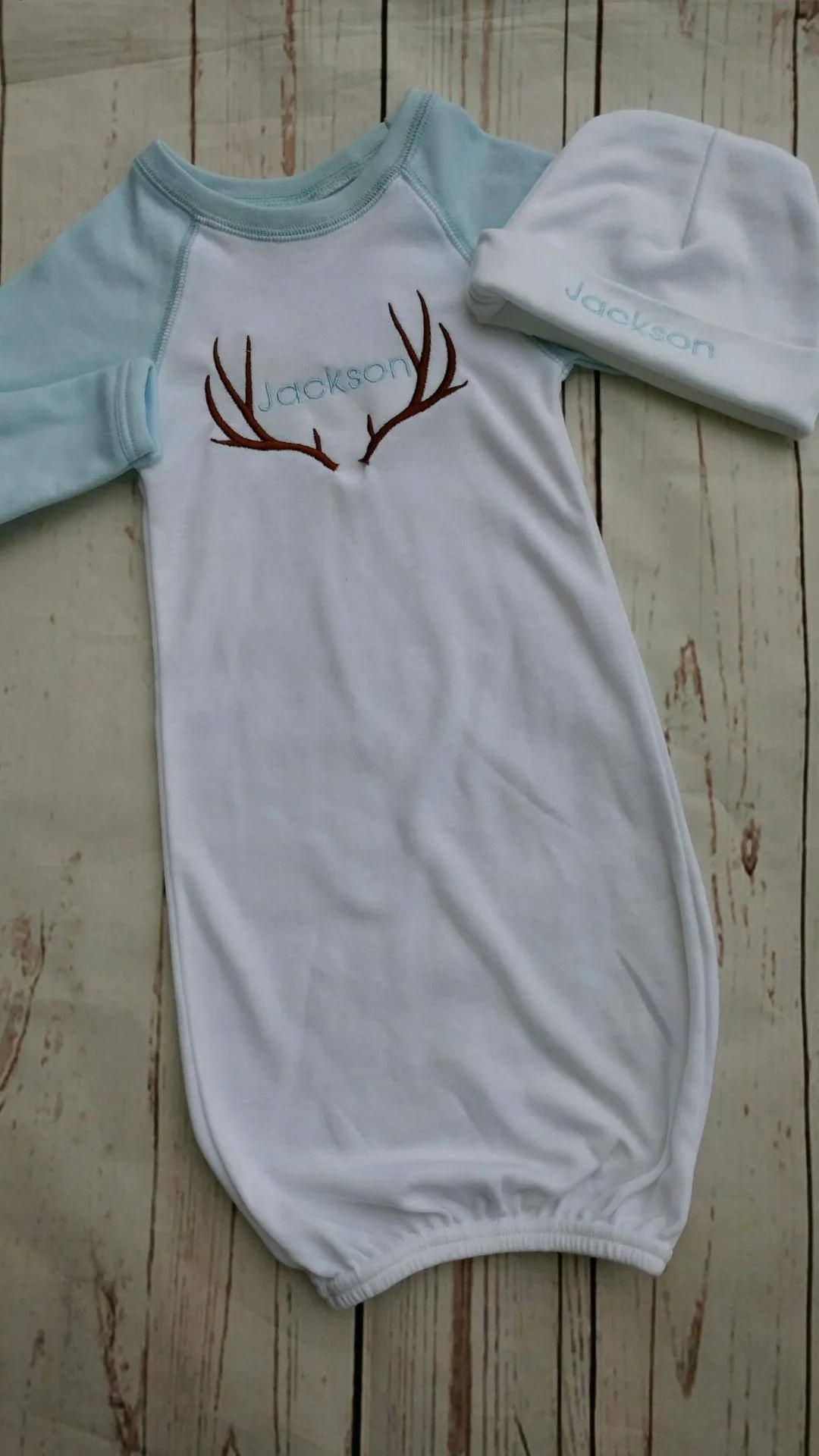 Personalized Baby Boy Coming Home Outfit with Deer Antlers