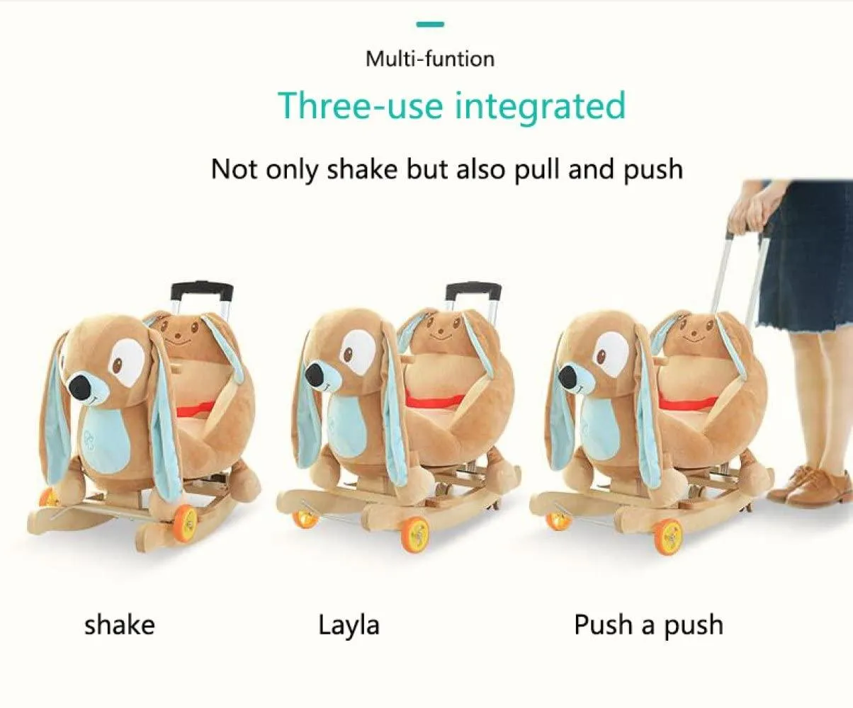 Plush Dog 2 in 1 Rocker with Wheels & Handle