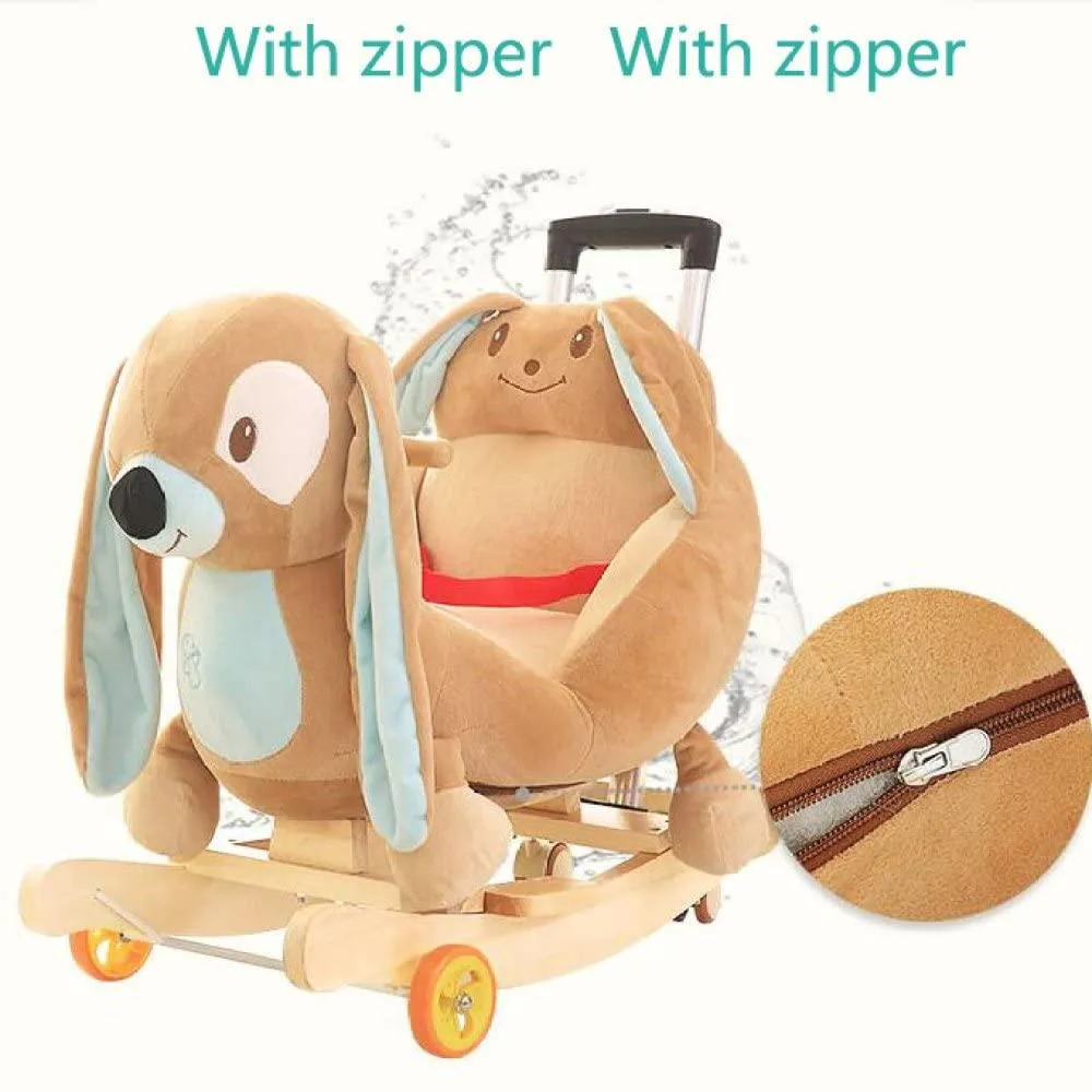 Plush Dog 2 in 1 Rocker with Wheels & Handle