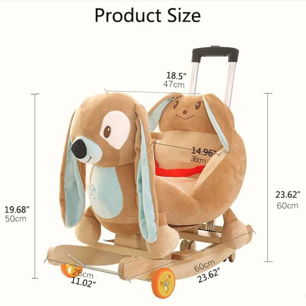 Plush Dog 2 in 1 Rocker with Wheels & Handle