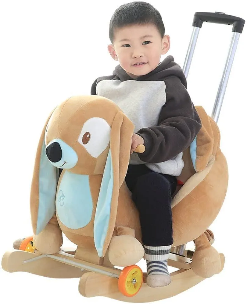 Plush Dog 2 in 1 Rocker with Wheels & Handle