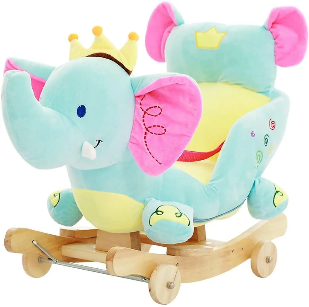 Plush Elephant 2 in 1 Rocker with Wheels & Handle