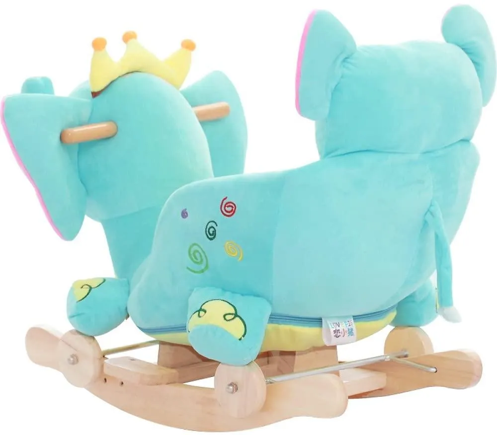 Plush Elephant 2 in 1 Rocker with Wheels & Handle
