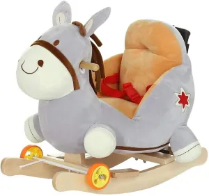 Plush Horse 2 in 1 Rocker with Wheels & Handle