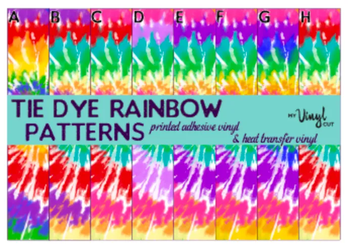 Printed Heat Transfer Vinyl HTV TIE DYE Rainbow