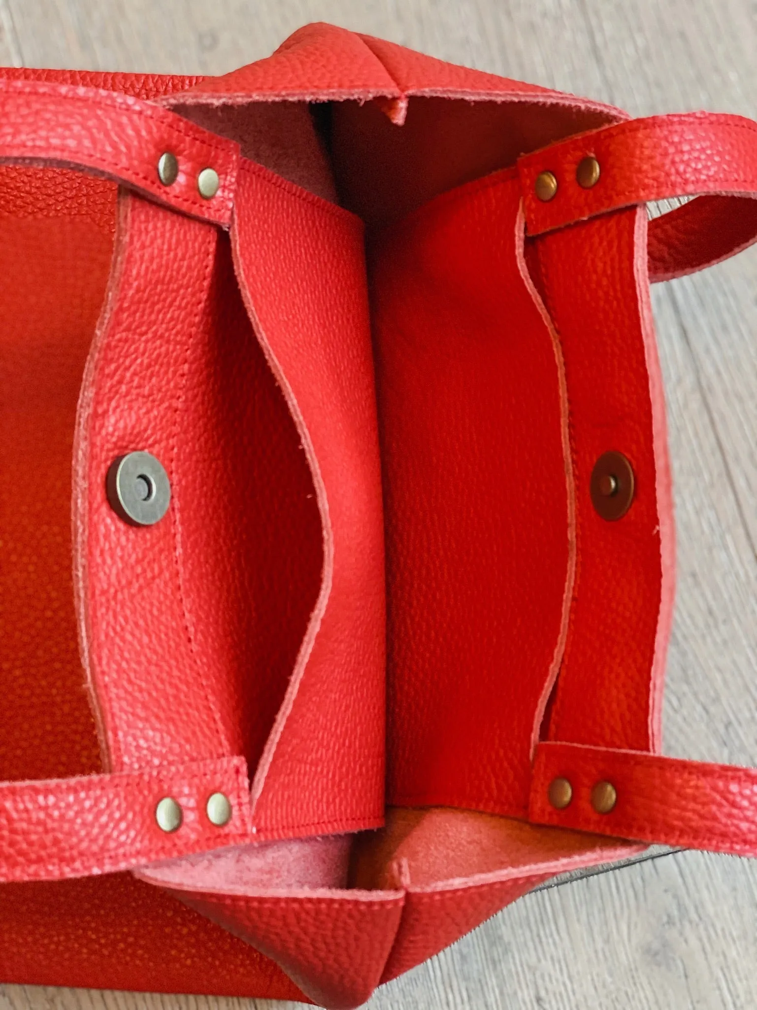 Red Leather Tote Bag