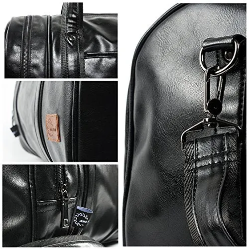 Seyfocnia Weekender Oversized Travel Duffel Bag With Shoe Pouch, Leather Carry On Bag